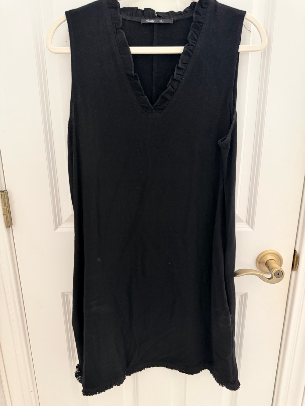 Sleeveless Black Ruffle V-Neck Dress
